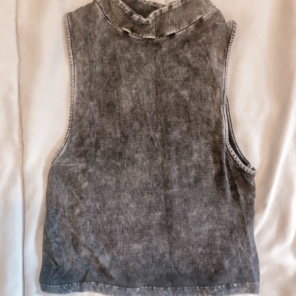 SOLD Acid wash mock neck muscle crop top